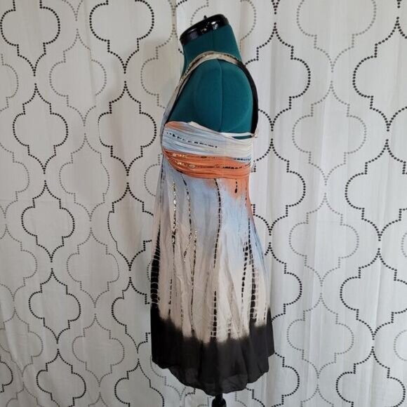 BCBGMaxAzria Silk Dress‎ with Sequined Accents and Tie Die Pattern - Size 2 - Picture 3 of 10